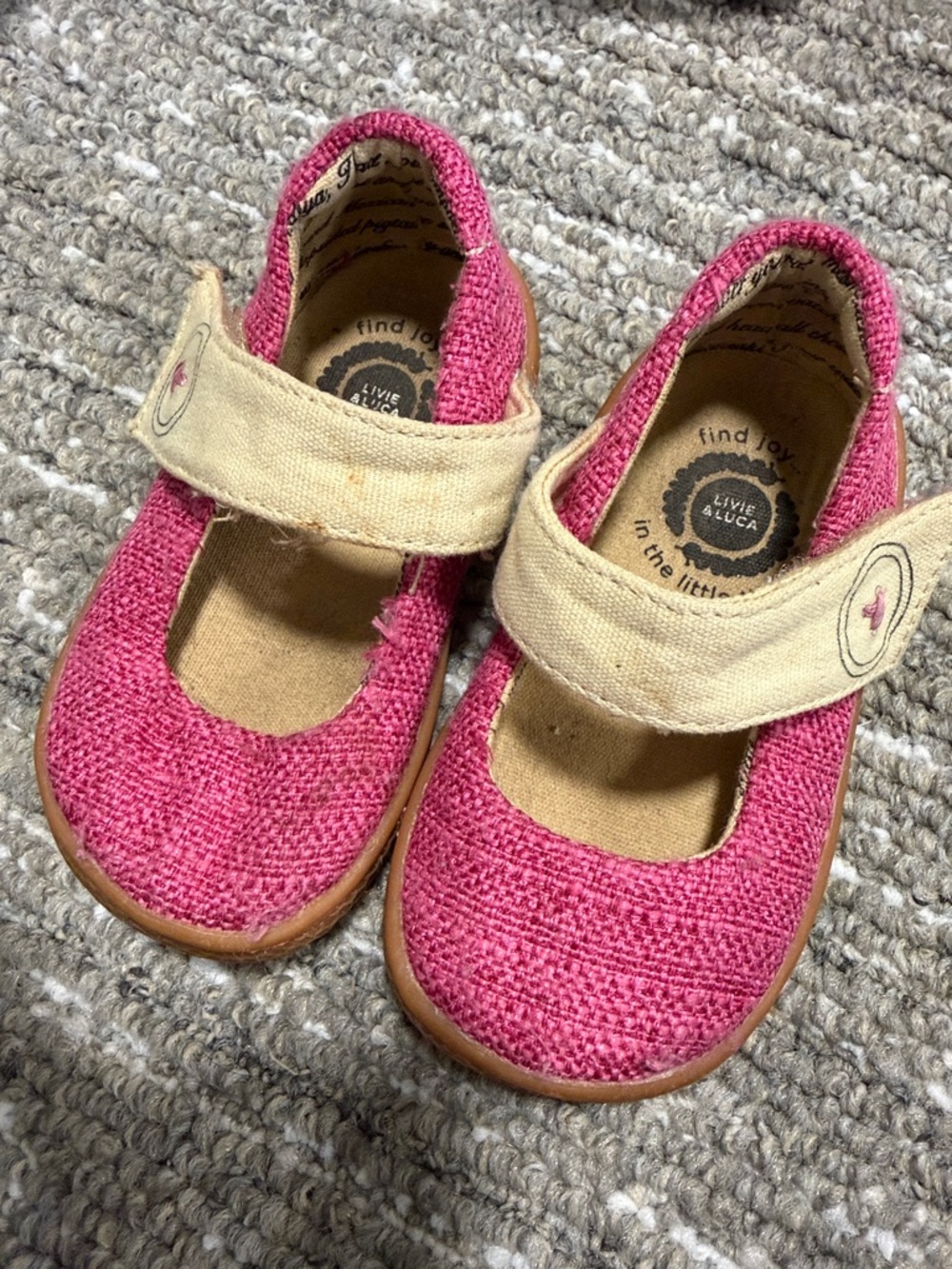 Livie & Luca Pink Mary Jane Shoes with Cream Strap (Baby)